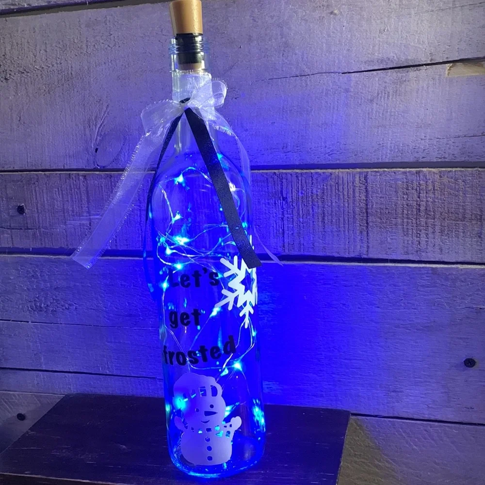 ‘Let’s Get Frosted’ Wine bottle lantern